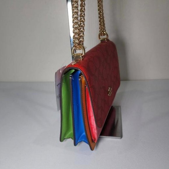 NWT COACH CA151 Signature Klare Crossbody Blocked Signature Canvas Miami - Picture 4 of 7